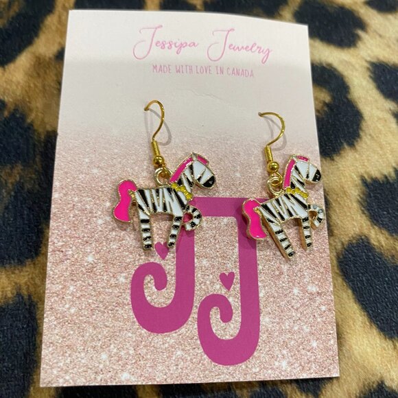 Zebra Gold Earrings - Picture 1 of 1